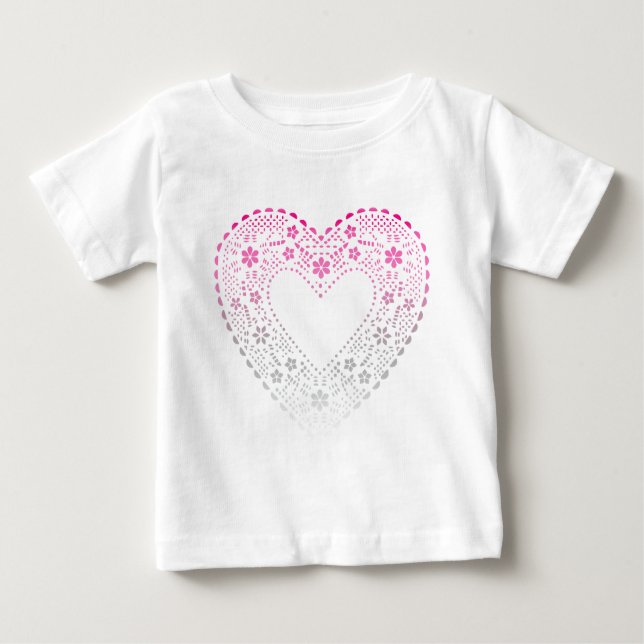 Pink Gradient Lace Heart Baby T-shirt (Vorderseite)