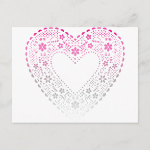 Pink Gradient Lace Heart Postkarte