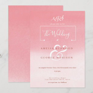 Pink Gradient White Blume Hochzeit Einladung