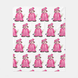 Pink Graduate Girl Cap Gown Diploma Abschluss Fleecedecke