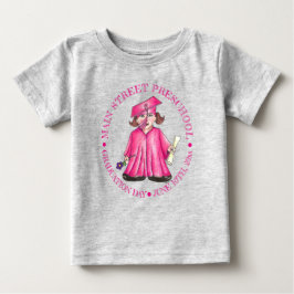Pink Graduate Girl Cap Preschool Abschluss Baby T-shirt