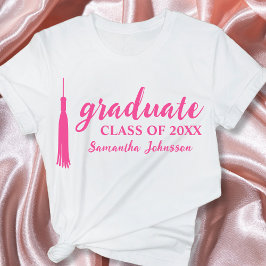 Pink Graduate Name Personalisiert 2024 Abschluss T-Shirt