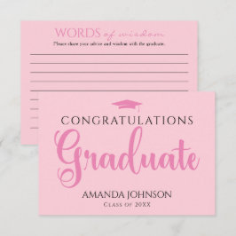 Pink Graduate Words of Wisdom Abschluss Begleitkarte