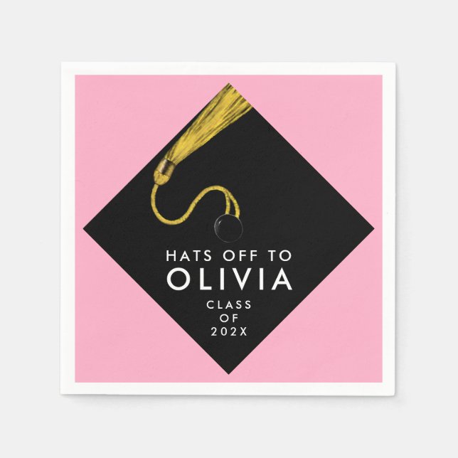 Pink Graduation Party Napkins Serviette (Vorderseite)