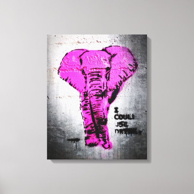 Pink Graffiti Elephant Leinwanddruck (Vorderseite)