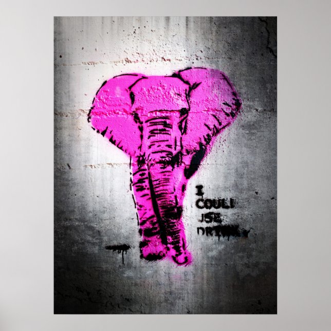 Pink Graffiti Elephant Poster (Vorne)