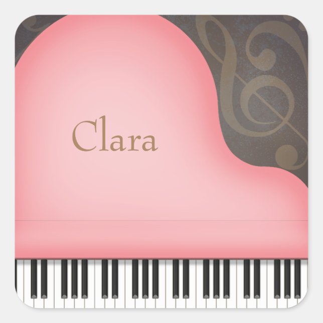Pink Grand Piano Custom Name Stickers (Vorderseite)