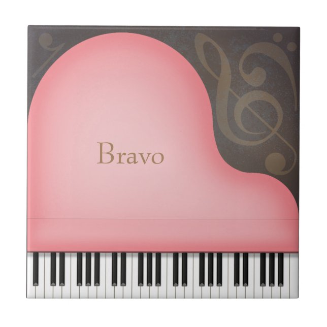 Pink Grand Piano Personalisiert Romantische Musik Fliese (Vorderseite)