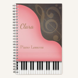 Pink Grand Piano Pianist & Music Lover's Custom Notizbuch