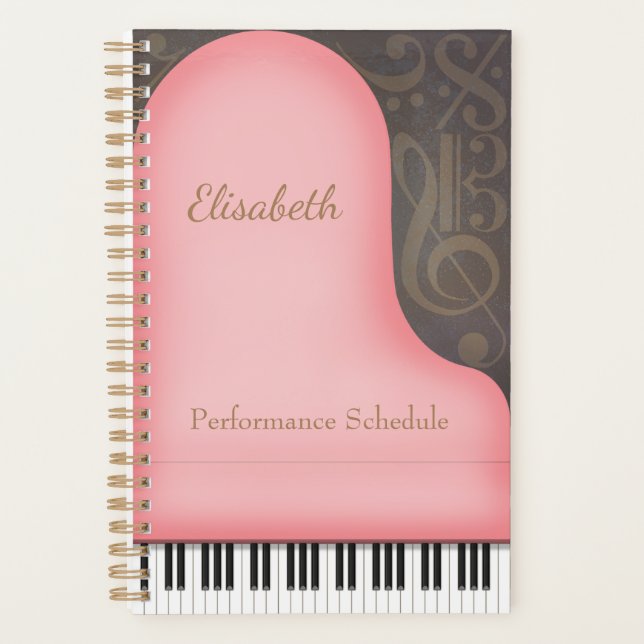 Pink Grand Piano Symbole für klassische Musik Planer (Vorderseite)