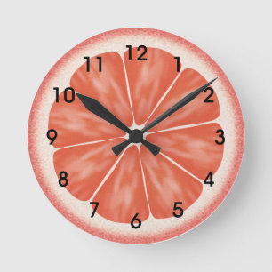 Pink Grapefruit Citrus Fruit Slice Runde Wanduhr