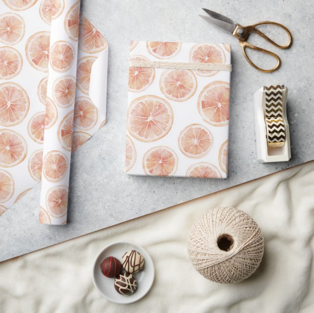 Pink Grapefruit Geburtstag Geschenkpapier (Kunsthandwerk)