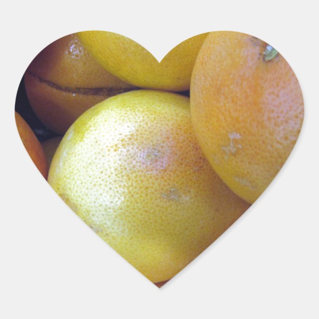 Pink Grapefruit Herz-Aufkleber (Vorderseite)