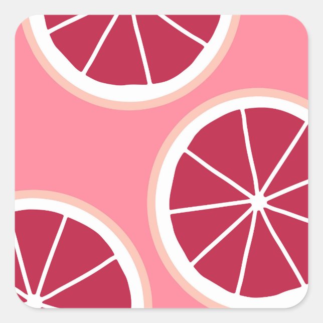 Pink Grapefruit Slice Quadratischer Aufkleber (Vorderseite)