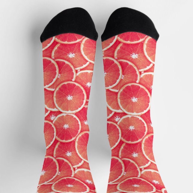Pink Grapefruit Slices Digital Montage Socken (Oben)