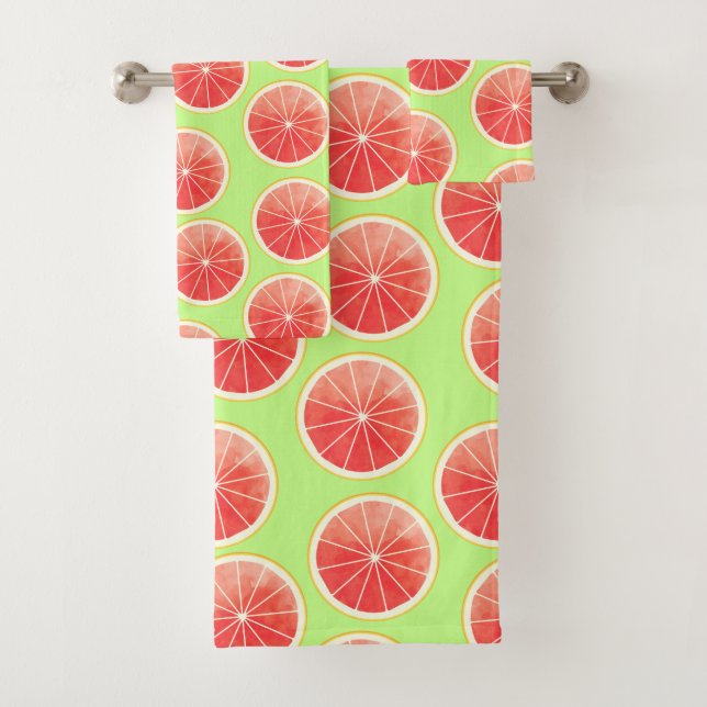 Pink Grapefruit Slices Pattern Badhandtuch Set (Insitu)