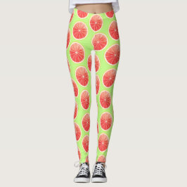 Pink Grapefruit Slices Pattern Leggings