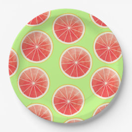 Pink Grapefruit Slices Pattern Pappteller