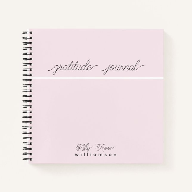 Pink Gratitude Journal - Niedliche Script Typograf Notizbuch (Vorderseite)