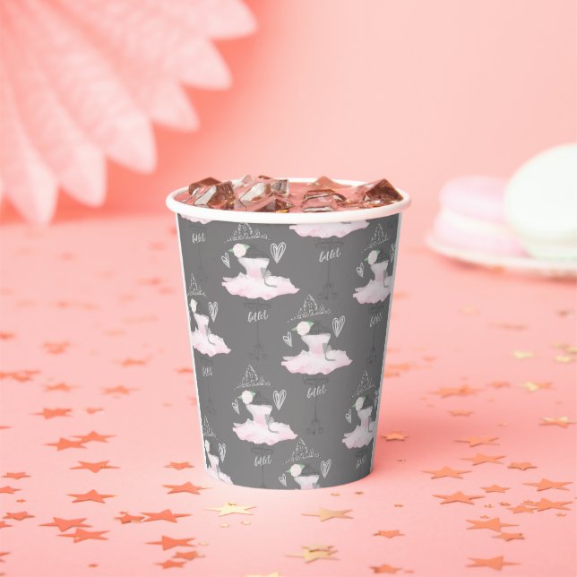 Pink & Grau Ballerina Tutu Princess Party Pappbecher (Insitu)