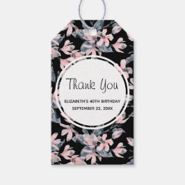 Pink & Grau Floral Wasserfarbmuster Vielen Dank Geschenkanhänger