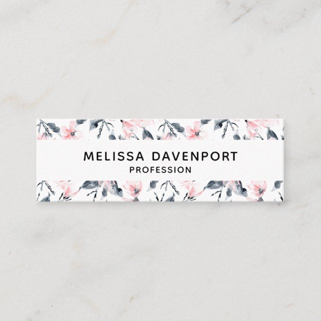 Pink & Grau Wasserfarben-Muster Mini Visitenkarte (Vorderseite)