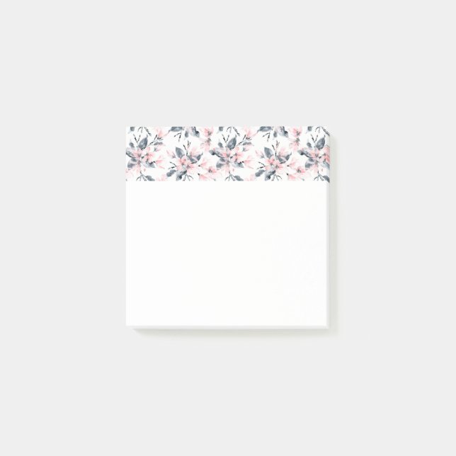Pink & Grau Wasserfarben-Muster Post-it Klebezettel (Vorderseite)