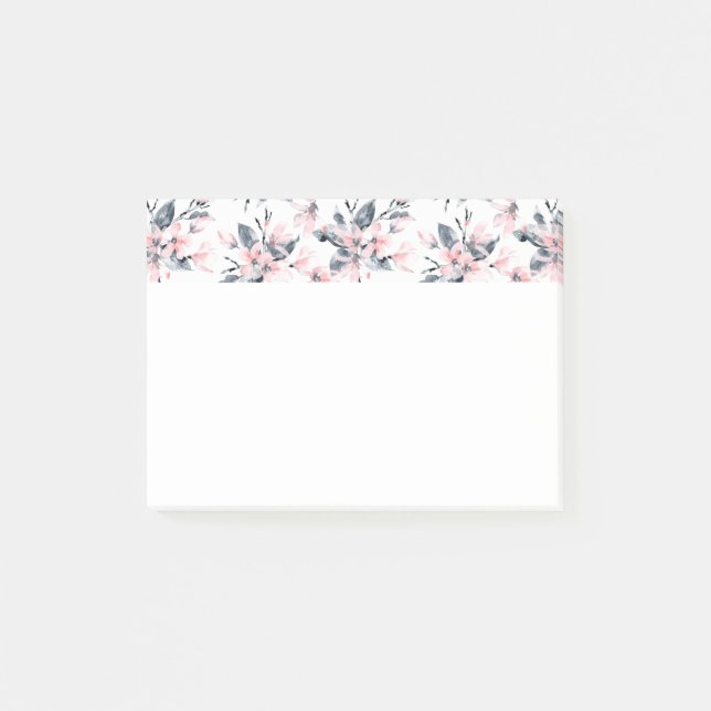 Pink & Grau Wasserfarben-Muster Post-it Klebezettel (Vorderseite)