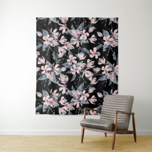 Pink & Grau Wasserfarben-Muster Wandteppich