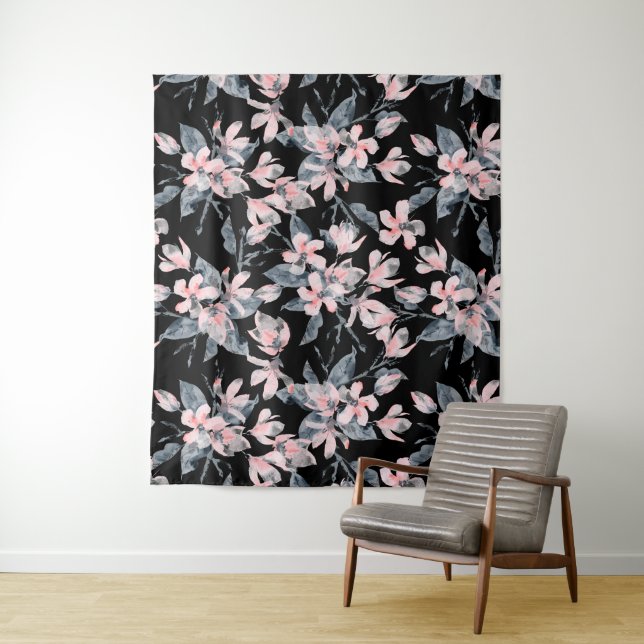 Pink & Grau Wasserfarben-Muster Wandteppich (Beispiel)