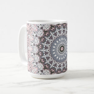 Pink Grau-Weiß-Mandala-Muster Kaffeetasse
