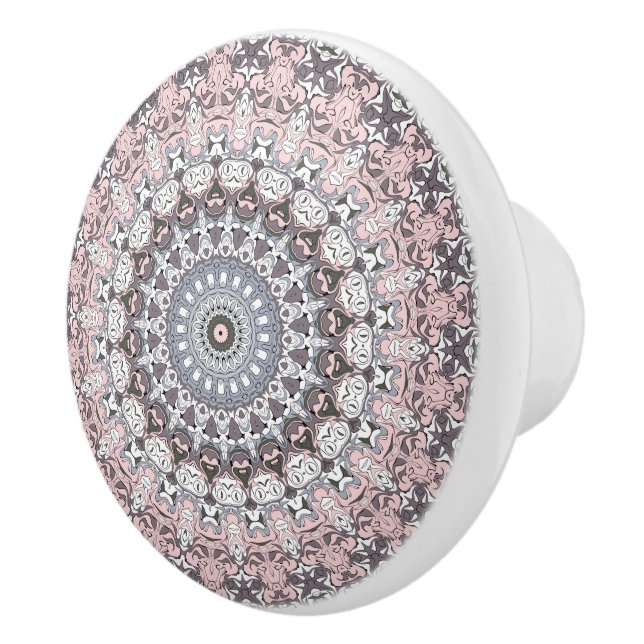 Pink Grau-Weiß-Mandala-Muster Keramikknauf (Rechts)