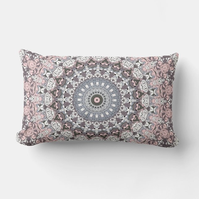 Pink Grau-Weiß-Mandala-Muster Lendenkissen (Vorderseite)
