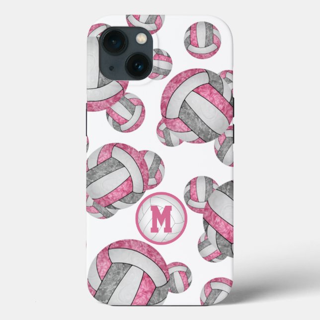 Pink-graue Mädchen Volleyballs Mustergeschenke Case-Mate iPhone Hülle (Rückseite)