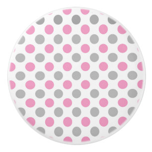 Pink-graue Polka-Punktmuster Keramikknauf