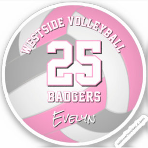 pink-graue Sportteamfarben Volleyballspieler Aufkleber