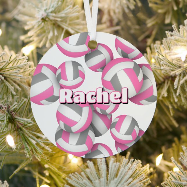 Pink-graue Volleyballs mit Athleten Namensgewähr Ornament Aus Metall (InSitu)
