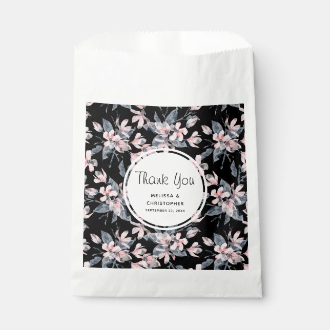 Pink & Graue Wasserfarbenmuster Hochzeit Geschenktütchen (Vorderseite)