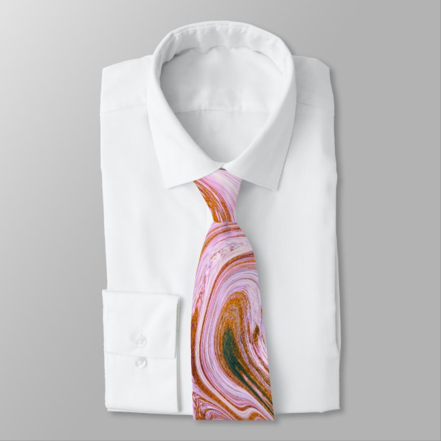 Pink, Gray and Orange Marble   Krawatte (Gebunden)