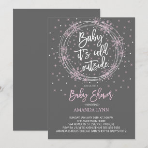 Pink Gray Baby Es ist kalt draußen Babydusche Einladung