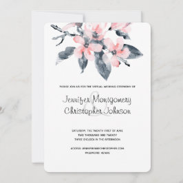 Pink & Gray Blume Virtual Wedding Einladung