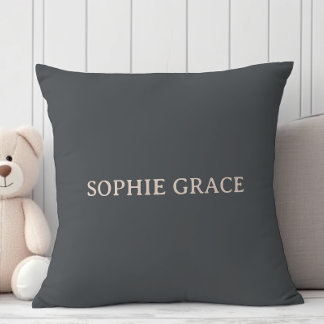 Pink Gray Boho Typografie Baby Shower Kissen