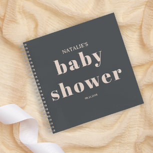 Pink Gray Boho Typografie Baby Showgast Notizbuch