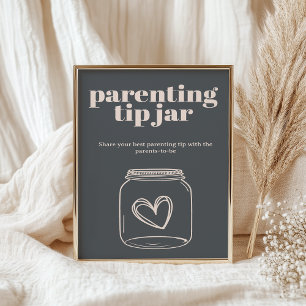 Pink Gray Boho Typografy Baby Parenting Tipp Jar Poster