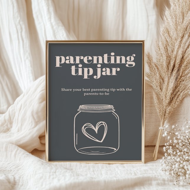 Pink Gray Boho Typografy Baby Parenting Tipp Jar Poster (Von Creator hochgeladen)