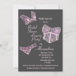 Pink Gray Brautparty Lingerie Party Einladung