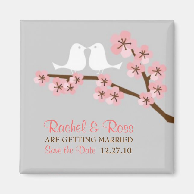 Pink & Gray Cherry Blossom Frühling Save the Date Magnet (Vorne)