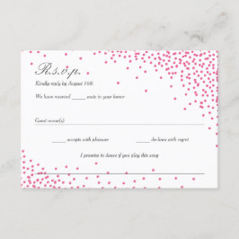 Pink & Gray Confetti Dots Wedding RSVP Karten