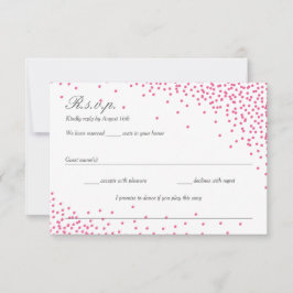 Pink & Gray Confetti Dots Wedding RSVP Karten
