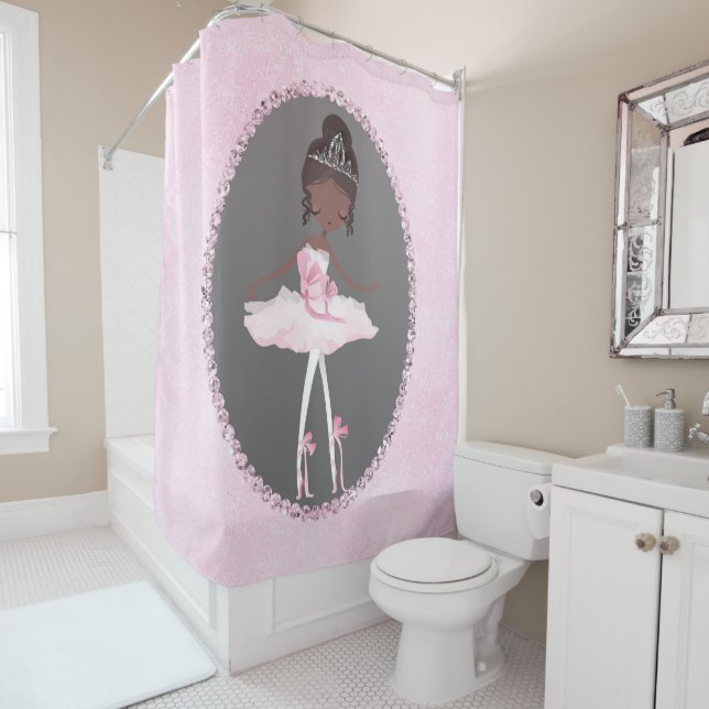 Pink & Gray Couture Ballerina Dark Ethnic Chic Duschvorhang (Beispiel)
